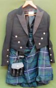 20th century Hugh Macpherson Prince Charlie dress jacket, plus Highland Collection kilt, with
