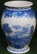Large Wedgwood Queens Ware Romantic England series blue and white ceramic vase depicting Windsor