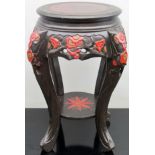 Early 20th century carved Japanese piercework decorated plant stand. App. 93cm H x 52cm Diameter