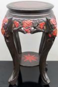 Early 20th century carved Japanese piercework decorated plant stand. App. 93cm H x 52cm Diameter
