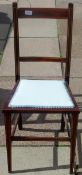 Single Edwardian mahogany bedroom chair. Approx. 87cms H x 38.5cms W x 34.5cms D used with scuffs,