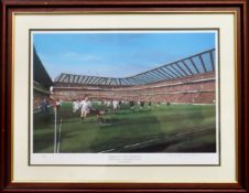 Terence Macklin - Framed pencil signed polychrome print - England 15 New Zealand 9. Limited