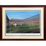 Terence Macklin - Framed pencil signed polychrome print - England 15 New Zealand 9. Limited