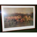 William Barnes Wollen - Framed polychrome print - The Rugby Match. Approx. 50.5cms x 81cms