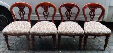Set of four 19th century Mahogany piercework decorated crown back chairs. App. 88cm H x 50cm W x