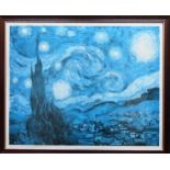 Vincent Van Gough - Framed polychrome print - Starry Night. Approx. 52.5cms H x 66.5cms W reasonable