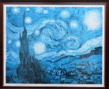 Vincent Van Gough - Framed polychrome print - Starry Night. Approx. 52.5cms H x 66.5cms W reasonable