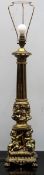 20th century gilt metal table lamp. App. 60cm H Reasonable used condition, not tested for working