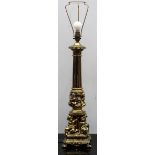 20th century gilt metal table lamp. App. 60cm H Reasonable used condition, not tested for working