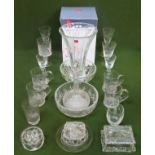 Parcel of various etched and other glassware Inc. stemmed glasses, vases, bowls etc all used and