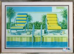 Framed retro style polychrome print, possibly advertising Coca Cola. App. 50 x 76cm Reasonable