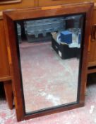 Early 20th century inlaid oak bevelled wall mirror. Approx. 74 x 48cm Reasonable used condition,
