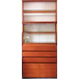 Assemblage of Tapley 20th century teak stacking book cases, comprising of cupboards, drawer