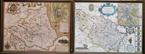Pair of 20th century framed maps of West Riding of Yorkshire & City of Durham. Approx. 37.5cms x