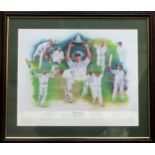 Gary Brandham - Framed polychrome print - Wind Swept, signed by Darren Gough, Craig White, Andy