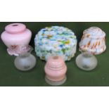 Parcel of vintage glass light shades. Largest Approx. 17cms H x 31cms D all appear reasonable used