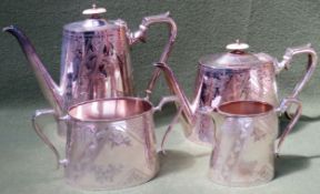 Early 20th century style silver plated 4 piece tea/coffee set reasonable used condition