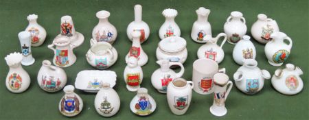 Parcel of crested ware, various makers and crests. Approx. 30 pieces all used and unchecked