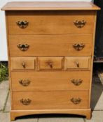 Stag chest of seven drawers. App. 109cm H x 82.5cm W x 49cm D Reasonable used condition, scuffs