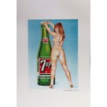 Unframed limited edition polychrome lithograph by Mel Ramos depicting a 7up advertisement, signed