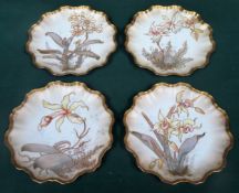 Set of four Doulton Burslem tube lined floral decorated ceramic plates. Approx. 22cm Diameter All
