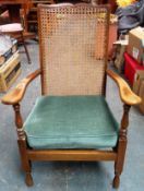 Vintage beregere backed low seated armchair. App. 91cm H x 60cm W x 53cm D Reasonabale used