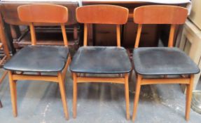 Set of three mid 20th century dining chairs reasonable used condition