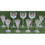 Set of Three Waterford crystal stemmed drinking glasses, plus set of Six smaller Waterford stemmed