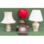 Sundry lot Inc. various table lamps plus vintage telephone used and unchecked