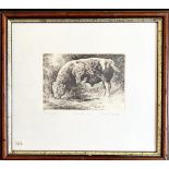 SMALL ENGRAVING DEPICTING A BULLOCK "SPARTACUS" APPROX. 8 X 12CM