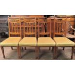 Set of Four early 20th century oak welsh style highback dining chairs. App. 112cm H x 46cm W x