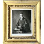 MONOCHROME STEEL ENGRAVING DEPICTING A CLERIC, GILDED FRAME, APPROX 38 x 31cm FRAME AT FAULT