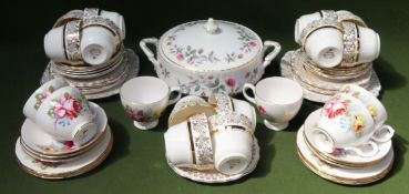 Quantity of various gilded and floral decorated part tea sets all used and unchecked