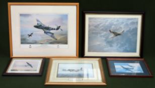 Parcel of various framed polychrome prints - mostly depicting Spitfires all reasonable sued