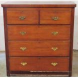Victorian mahogany two over three chest of drawers. App. 106cm H x 100cm W x 45.5cm D Used