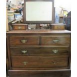 Early 20th century mahogany mirror backed dressing table. Approx. 142cms H x 107cms W x 49cms D used