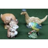 Two Beswick Beneagles scotch whisky small decanters, Beswick Blue Tit, plus Cat Decanters empty