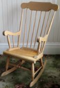 20th century rocking chair. App. 103cm H x 50cm W x 75cm D Reasonable used condition, scuffs and