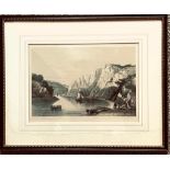LITHOGRAPH- ST VINCENT'S ROCKS, CLIFTON, APPROXIMATELY 22 x 30cm MOUNT IS WATER STAINED