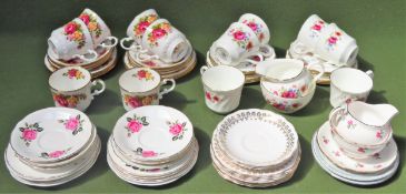 Quantity of various floral decorated part tea sets all used and unchecked