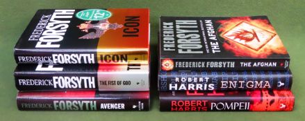 Six various hardback volumes, by Frederick Forsyth & Robert Harris all appear in reasonable used