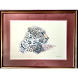 LITHOGRAPHIC PRINT DEPICTING A LEOPARD, SIGNED LOWER RIGHT, LIMITED EDITION 74/300, FINE ART