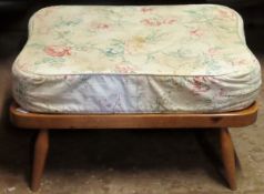 Ercol 20th century footstool with cushion. Approx. 37cms H x 69cms W x 52cms D reasonable used