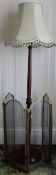 Mahogany standard lamp, plus folding brass fire screen Both in used condition, lamp not tested for