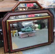 Three various large wooden framed wall mirrors All in used condition, unchecked