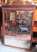 Large Edwardian Mahogany framed over mantle mirror. App. 154 x 104cm Used condition, marks to mirror