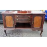 Mahogany bowfronted sideboard. App. 95cm H x 153cm W x 58.5cm D Reasonable used condition, scuffs