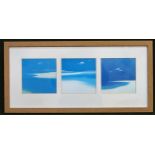 Framed set of three seascape pictures. Each Approx. 15.5cms x 16cms reasonable used condition