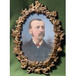 Oval portrait of a gent within ornately heavy gilt frame. App. 49 x 36cm Appears in reasonable