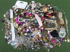 Large quantity of various costume jewellery, wristwatches, etc all used and unchecked